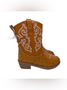 Pawz brown western cowgirl embroidered boots zip close girls size 11 NWT
